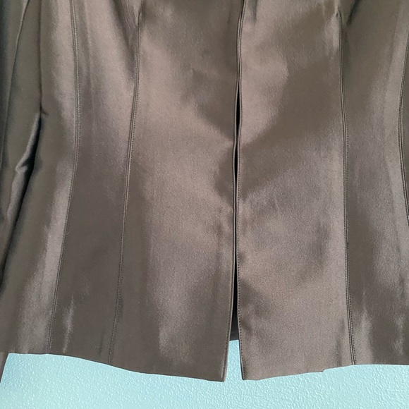 Vintage Jovani Wool Silk Jacket Size 6 Small Brown Formal Long Sleeve Open Front - Picture 4 of 9